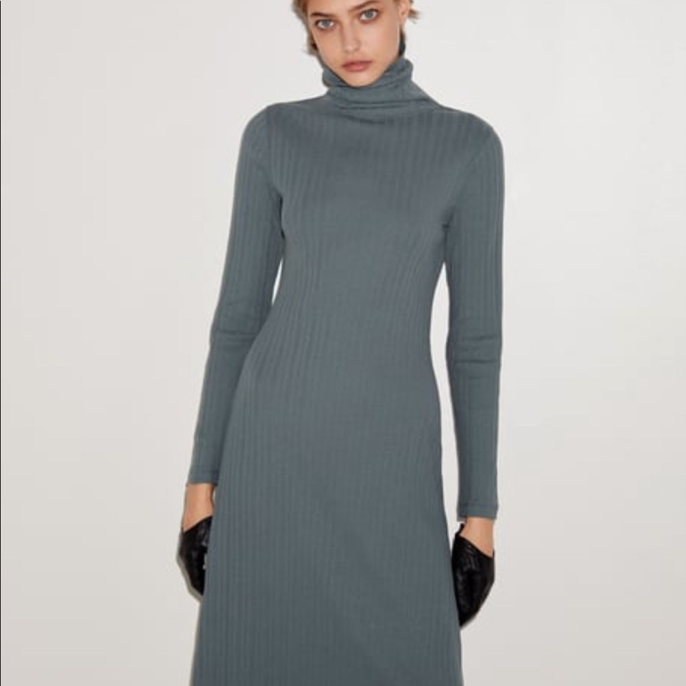 Zara High collar dress with long sleeves.
